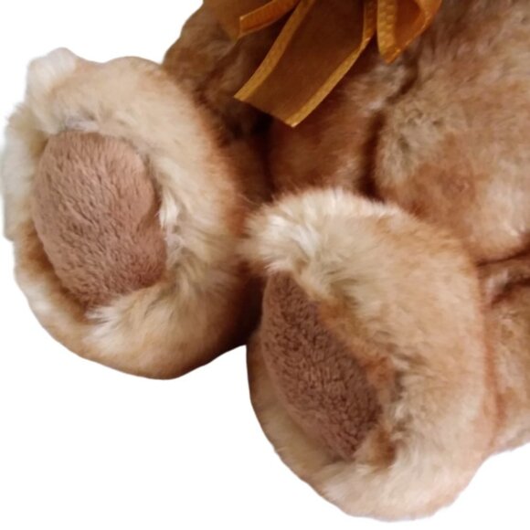 HugFun Brown Teddy Bear Orange Bow 10" Super Soft - Picture 5 of 11